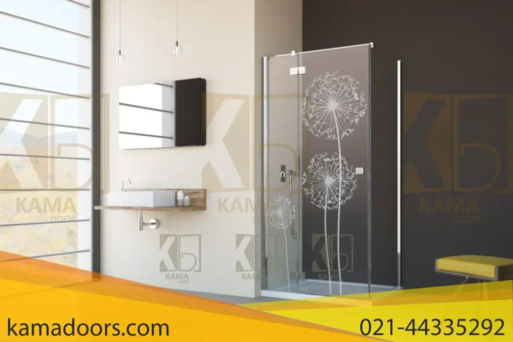 پارتیشن شیشه ای سندبلاست شده با طرح شکوفه های درشت