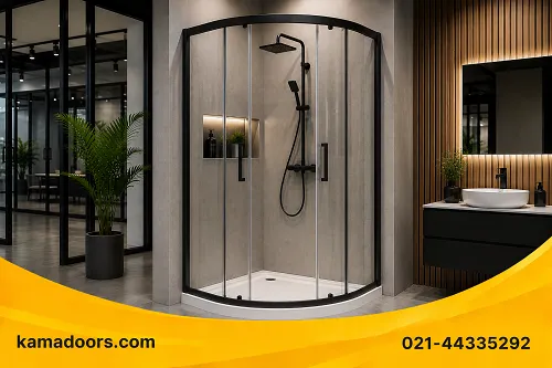 قیمت کابین دوش شیشه ای 5 | کابین دوش فریم دار نیمه دایره کامادر